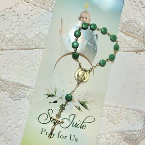 ✝️†Italian Green Religious St. Jude Chaplet with Prayer Leaflet†